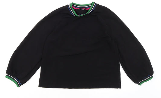 Stradivarius Womens Black Polyester Basic Blouse Size S Round Neck