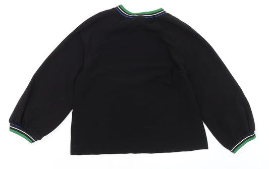 Stradivarius Womens Black Polyester Basic Blouse Size S Round Neck