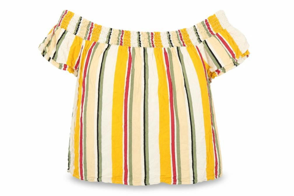 Collection Pimkie Womens Multicoloured Striped Viscose Basic Blouse Size M Off the Shoulder