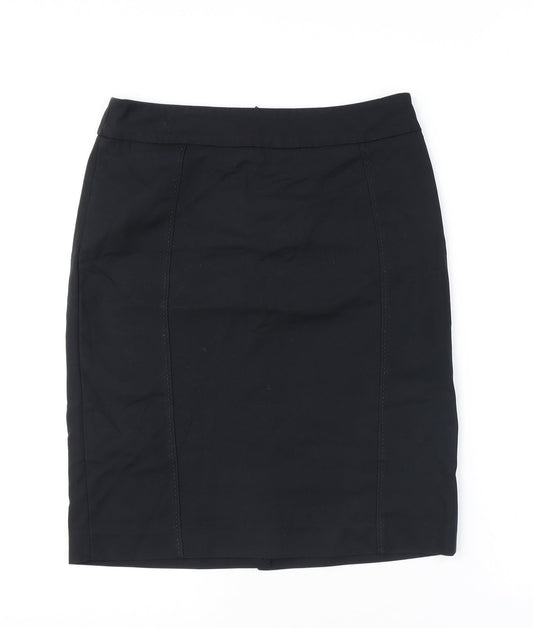 Mango Womens Black Cotton Straight & Pencil Skirt Size 12 Zip