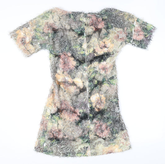 Dori Premiere Womens Multicoloured Floral Polyester Mini Size L Boat Neck Pullover