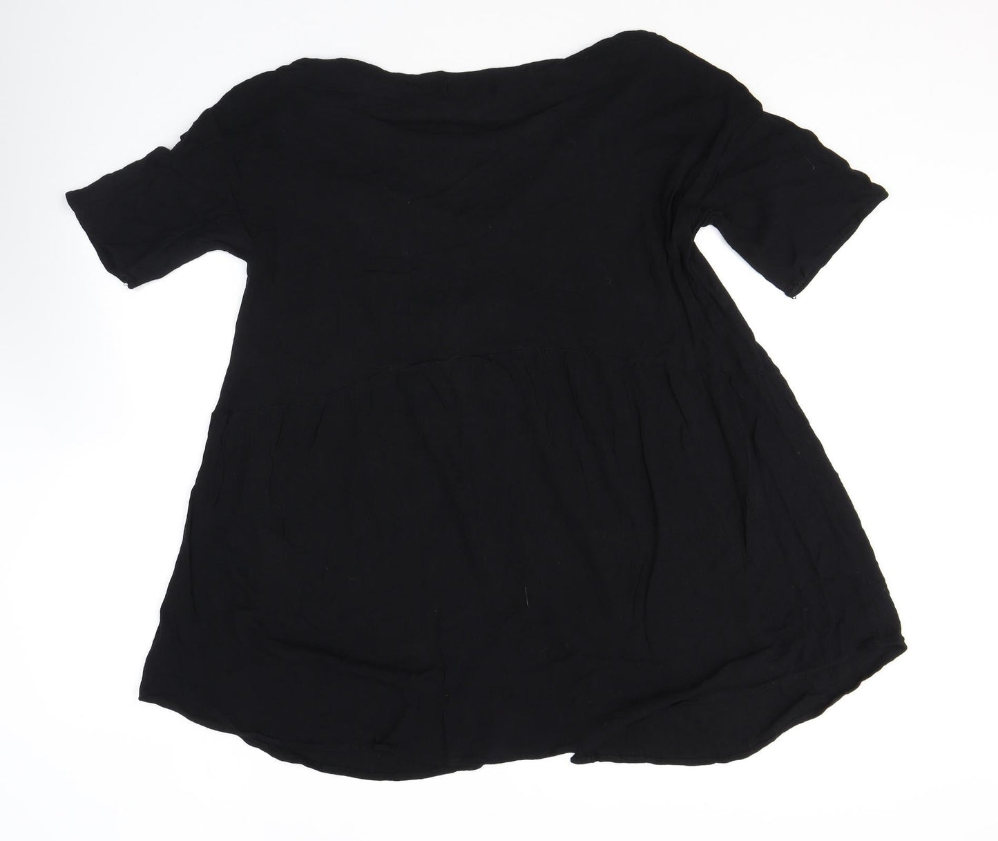 Missguided Womens Black Polyester Basic Button-Up Size 14 Scoop Neck