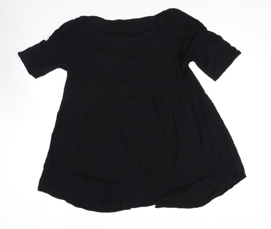 Missguided Womens Black Polyester Basic Button-Up Size 14 Scoop Neck