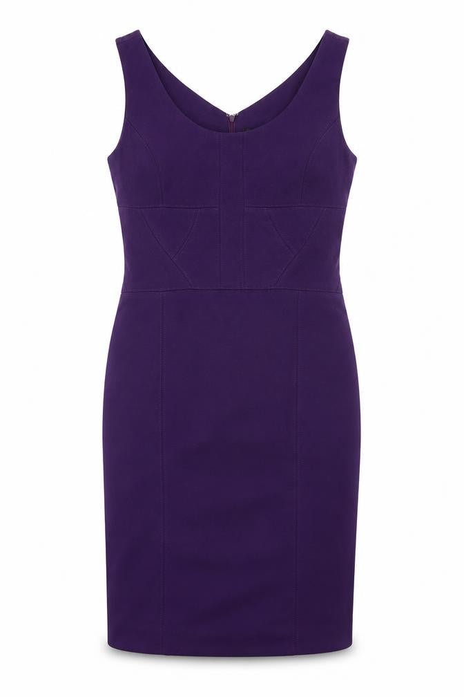 Pinkiss Womens Purple Polyester Pencil Dress Size 12 Scoop Neck Zip