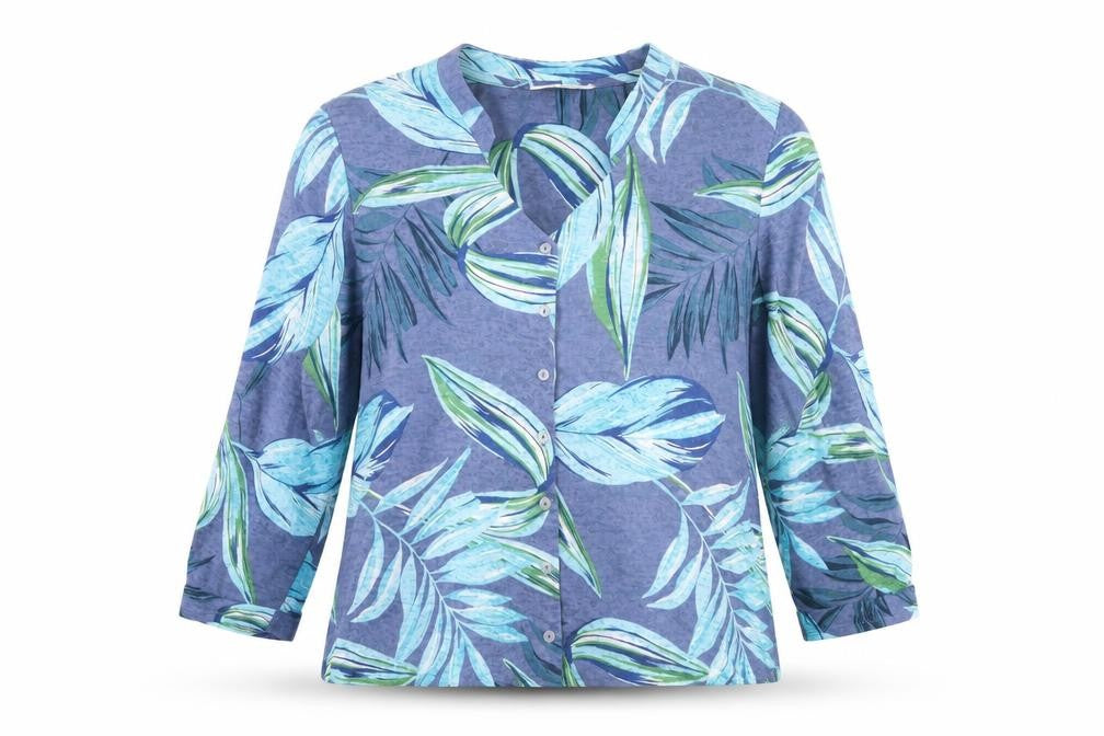 Classics Womens Multicoloured Geometric Polyester Basic Button-Up Size 16 V-Neck