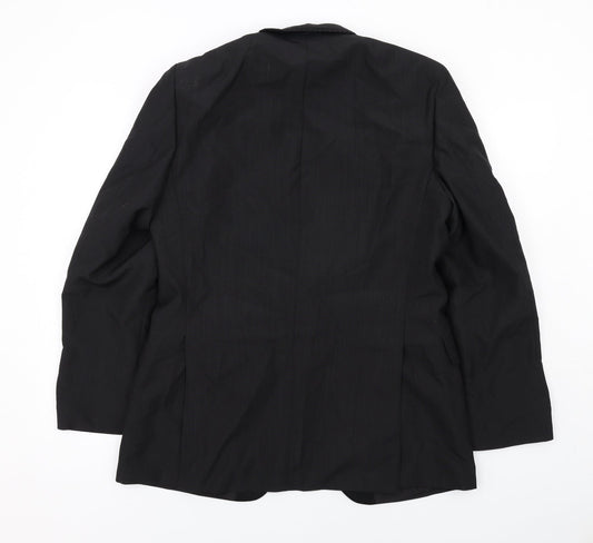 Steegan Mens Black Polyester Jacket Suit Jacket Size 42 Regular - Trimmed Lapel