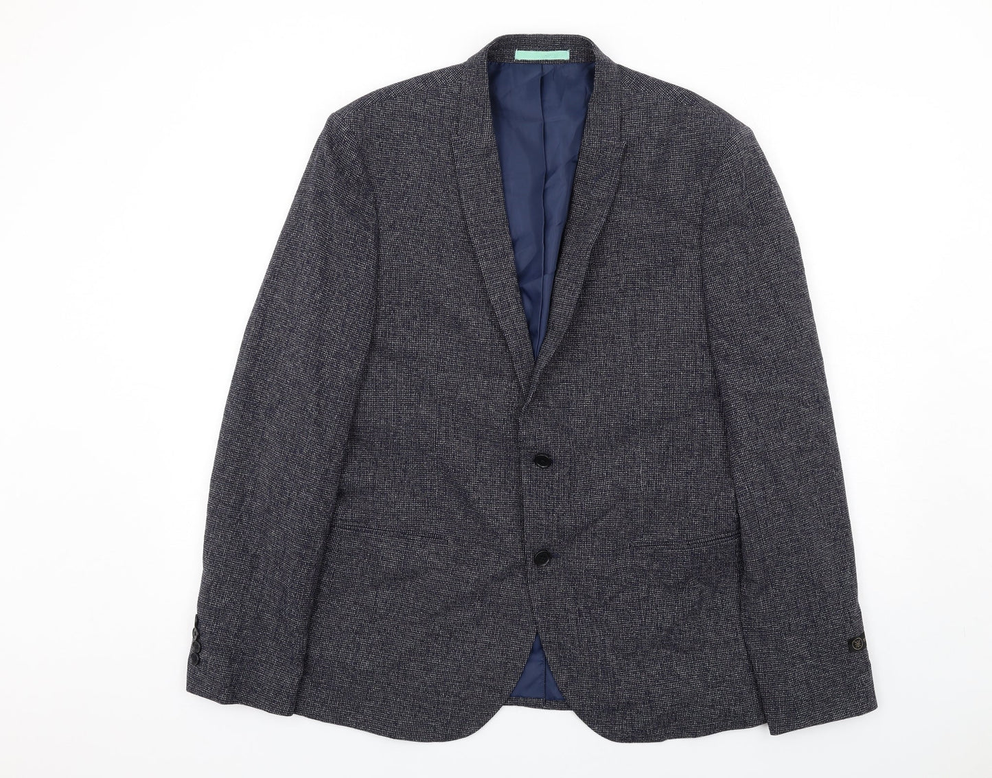 River Island Mens Black Cotton Jacket Blazer Size 44 Regular