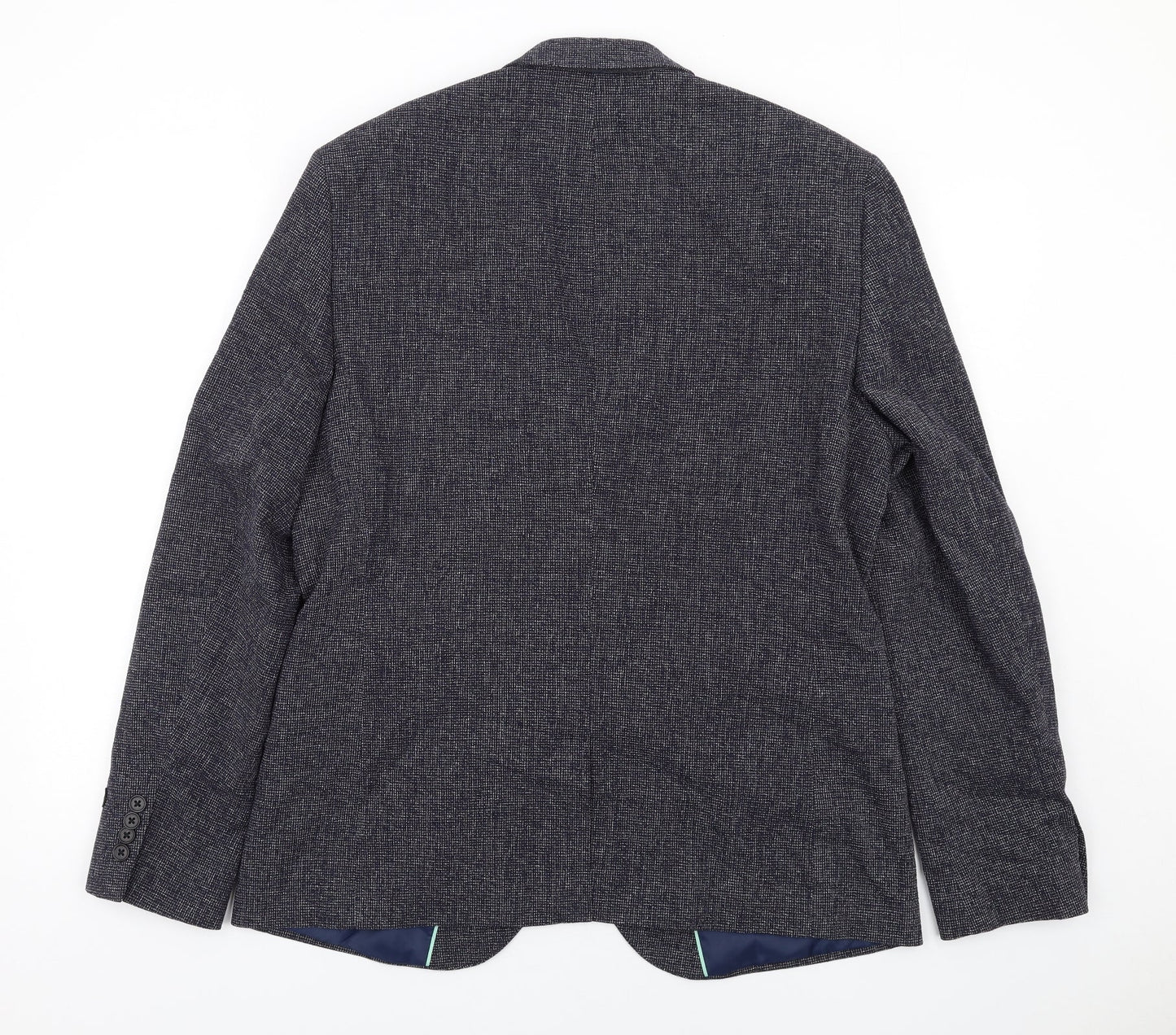 River Island Mens Black Cotton Jacket Blazer Size 44 Regular