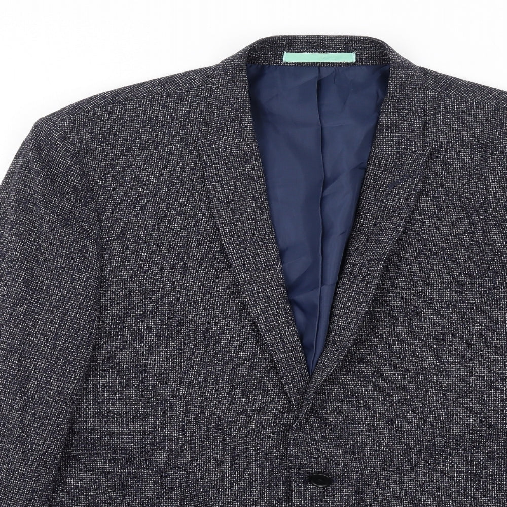 River Island Mens Black Cotton Jacket Blazer Size 44 Regular