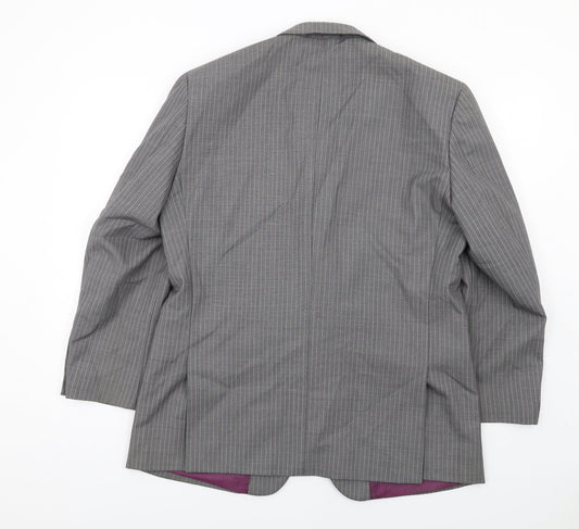 Skopes Mens Grey Striped Wool Jacket Suit Jacket Size 42 Regular