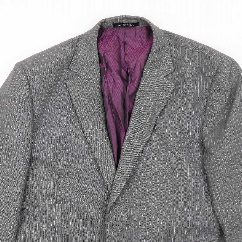 Skopes Mens Grey Striped Wool Jacket Suit Jacket Size 42 Regular