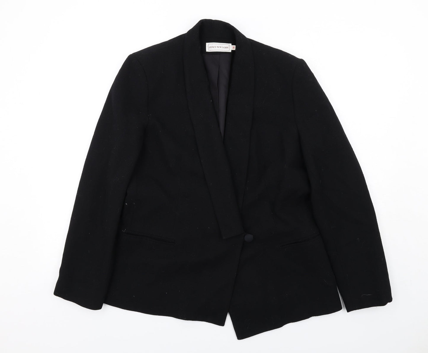 Jones New York Womens Black Polyester Jacket Blazer Size 14