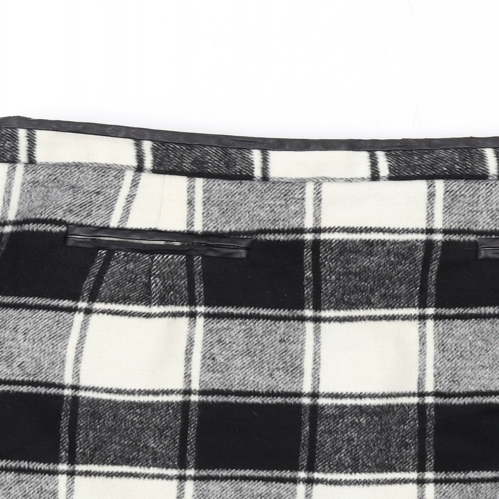Intuition Womens Black Check Polyester A-Line Skirt Size 14 Zip