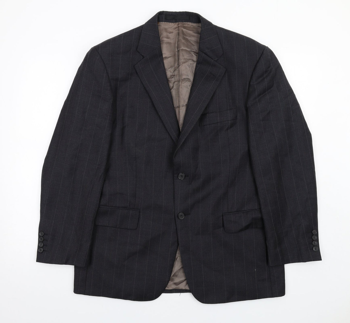 Marks and Spencer Mens Grey Striped Wool Jacket Suit Jacket Size 40 Regular