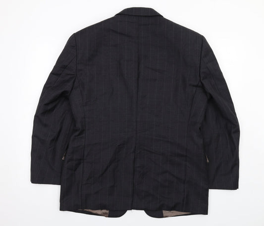 Marks and Spencer Mens Grey Striped Wool Jacket Suit Jacket Size 40 Regular