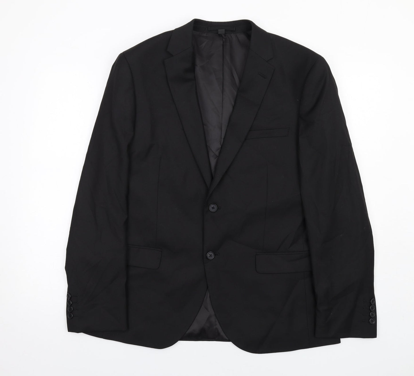 Marks and Spencer Mens Black Polyester Jacket Suit Jacket Size 42 Regular