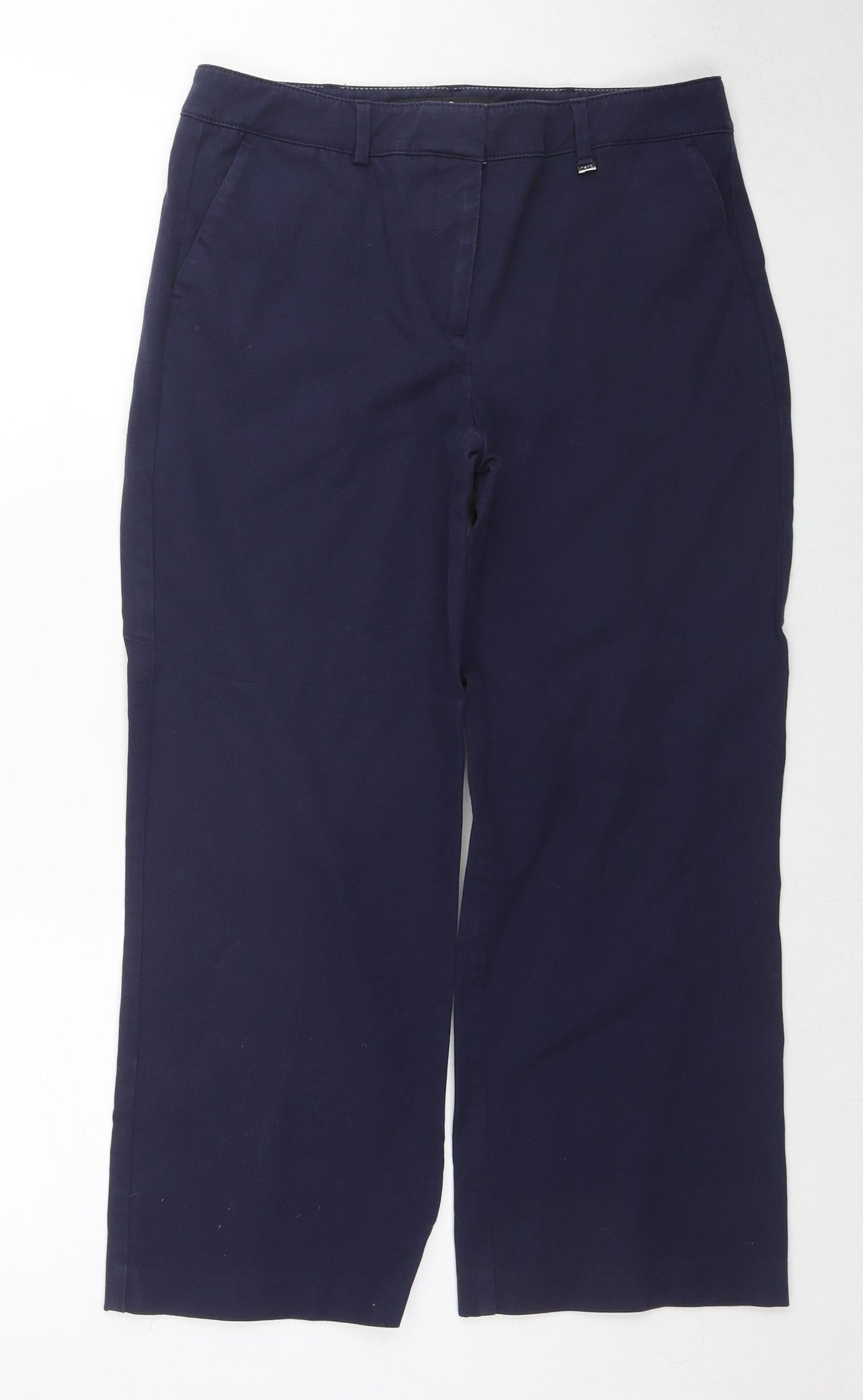 NEXT Womens Blue Cotton Dress Pants Trousers Size 10 L24 in Regular Zip