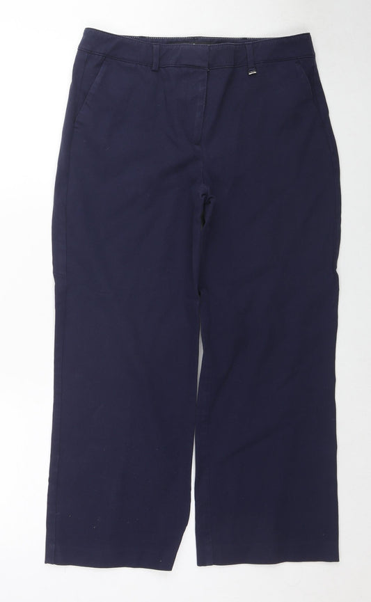 NEXT Womens Blue Cotton Dress Pants Trousers Size 10 L24 in Regular Zip