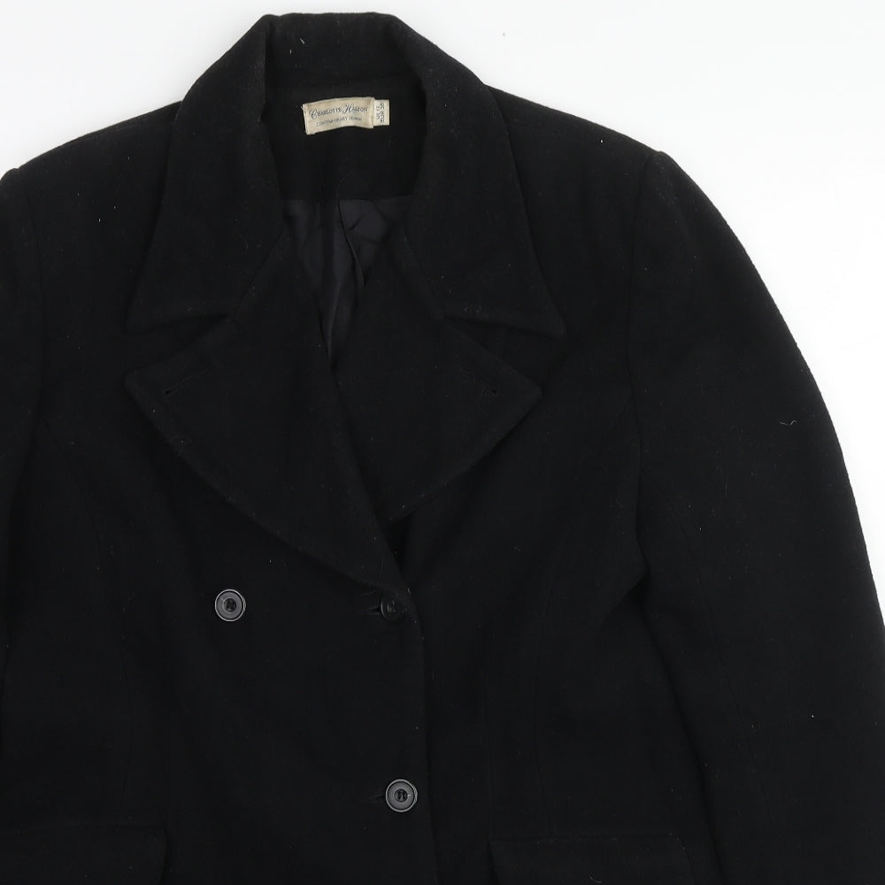 Charlotte Halton Womens Black Overcoat Coat Size 12 Button