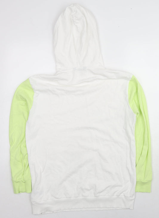 GOODMOVE Womens White Colourblock Cotton Pullover Hoodie Size 12 Pullover
