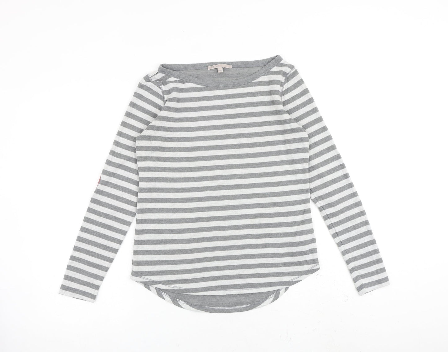 Gap Womens Grey Striped Polyester Basic T-Shirt Size XS Round Neck