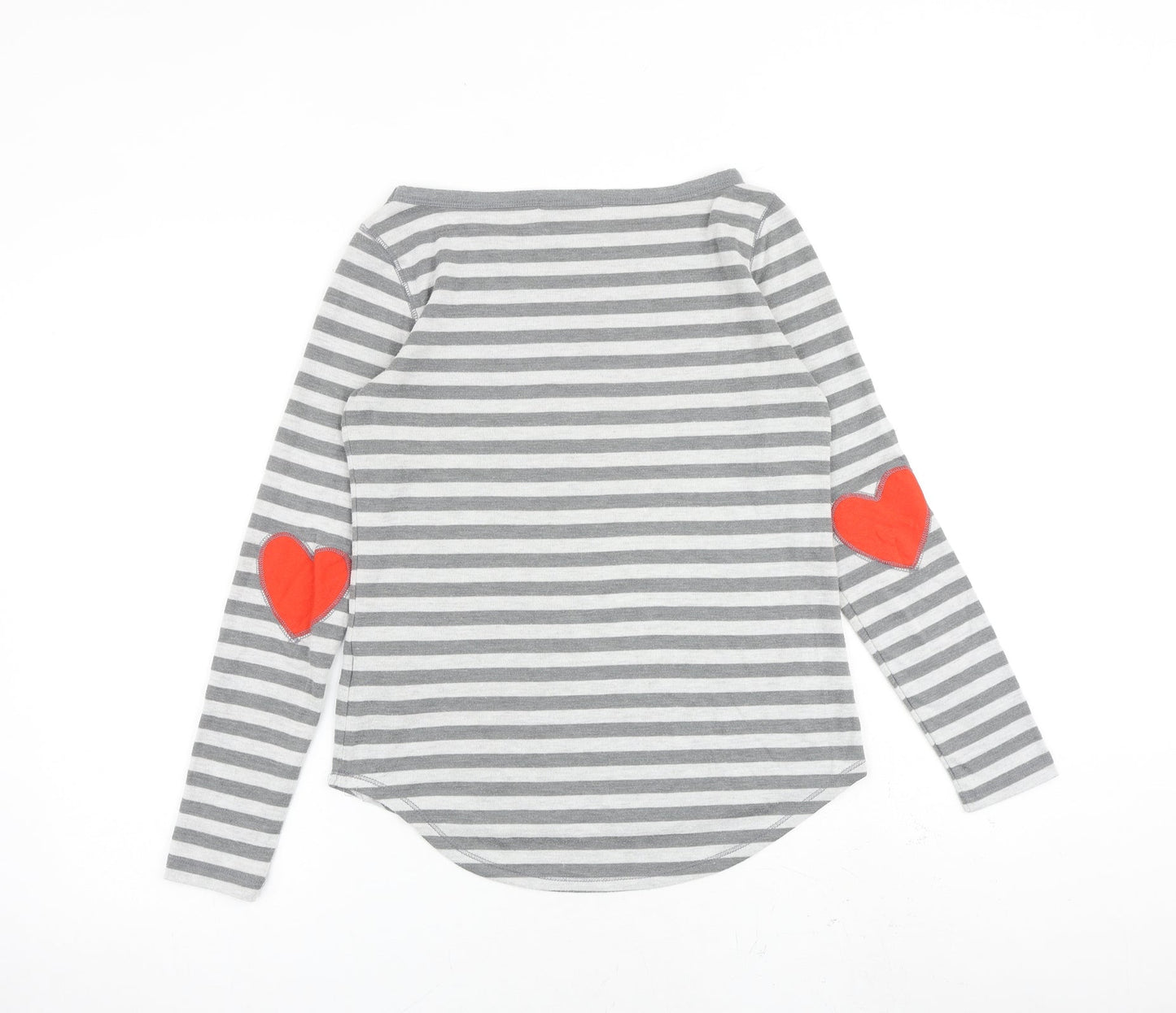 Gap Womens Grey Striped Polyester Basic T-Shirt Size XS Round Neck