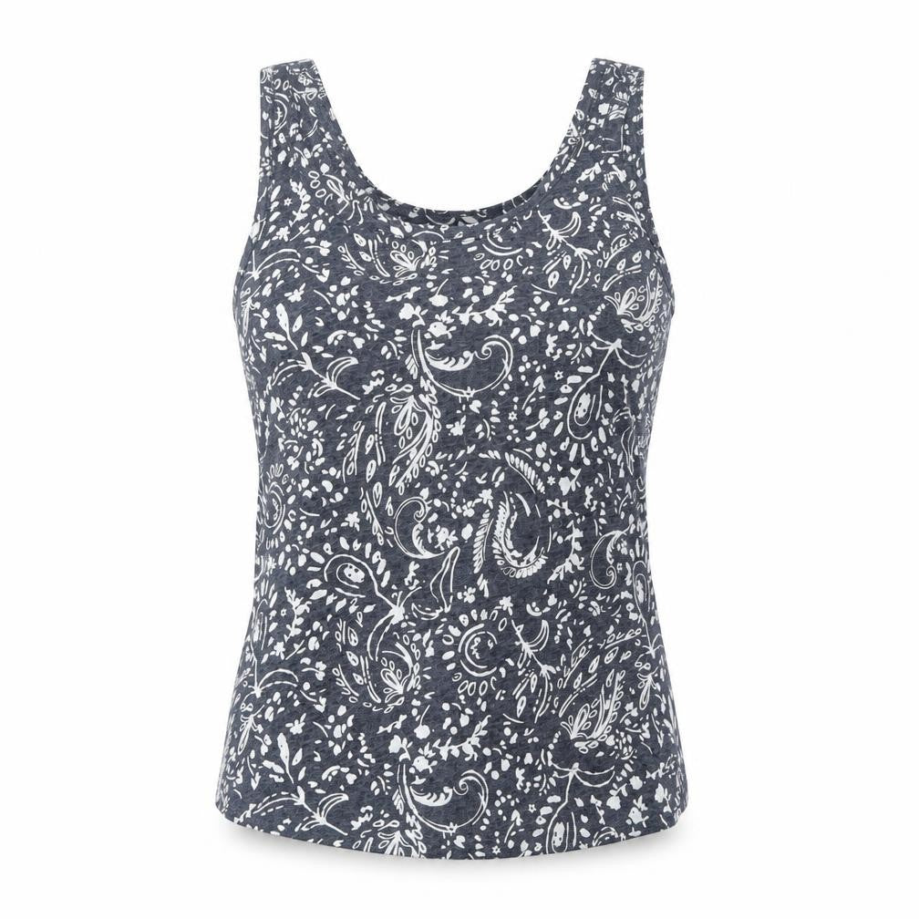 Marks and Spencer Womens Grey Geometric Flax Basic Tank Size 10 Round Neck