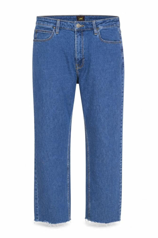 Lee Mens Blue Cotton Straight Jeans Size 31 in Regular Zip