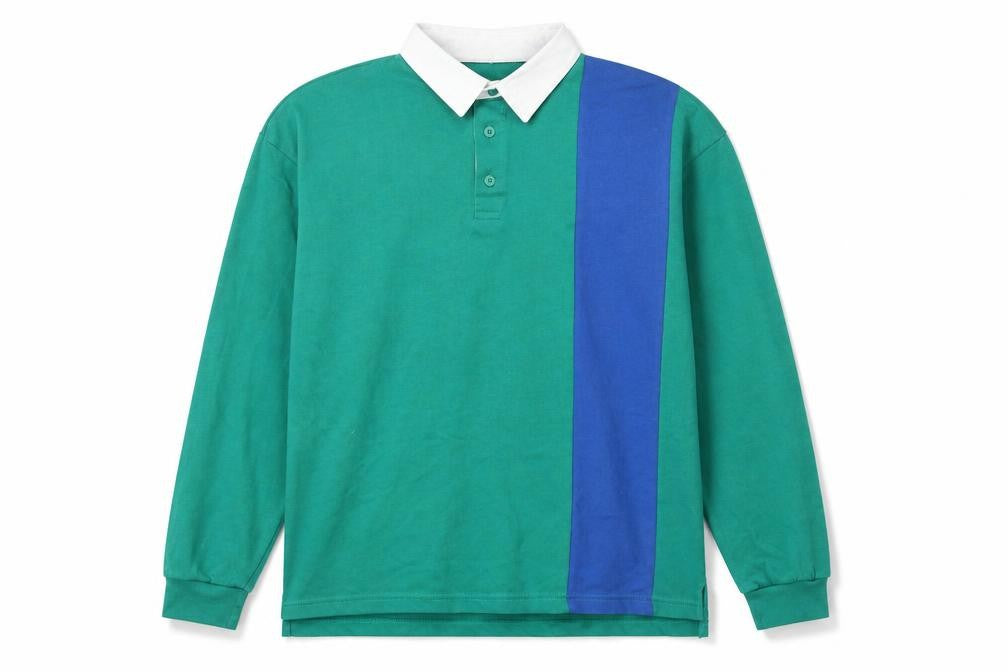 Rumours Mens Green Colourblock Cotton Polo Size L Collared Button