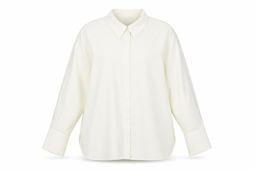 Marks and Spencer Womens Ivory Polyester Basic Button-Up Size 24 Collared