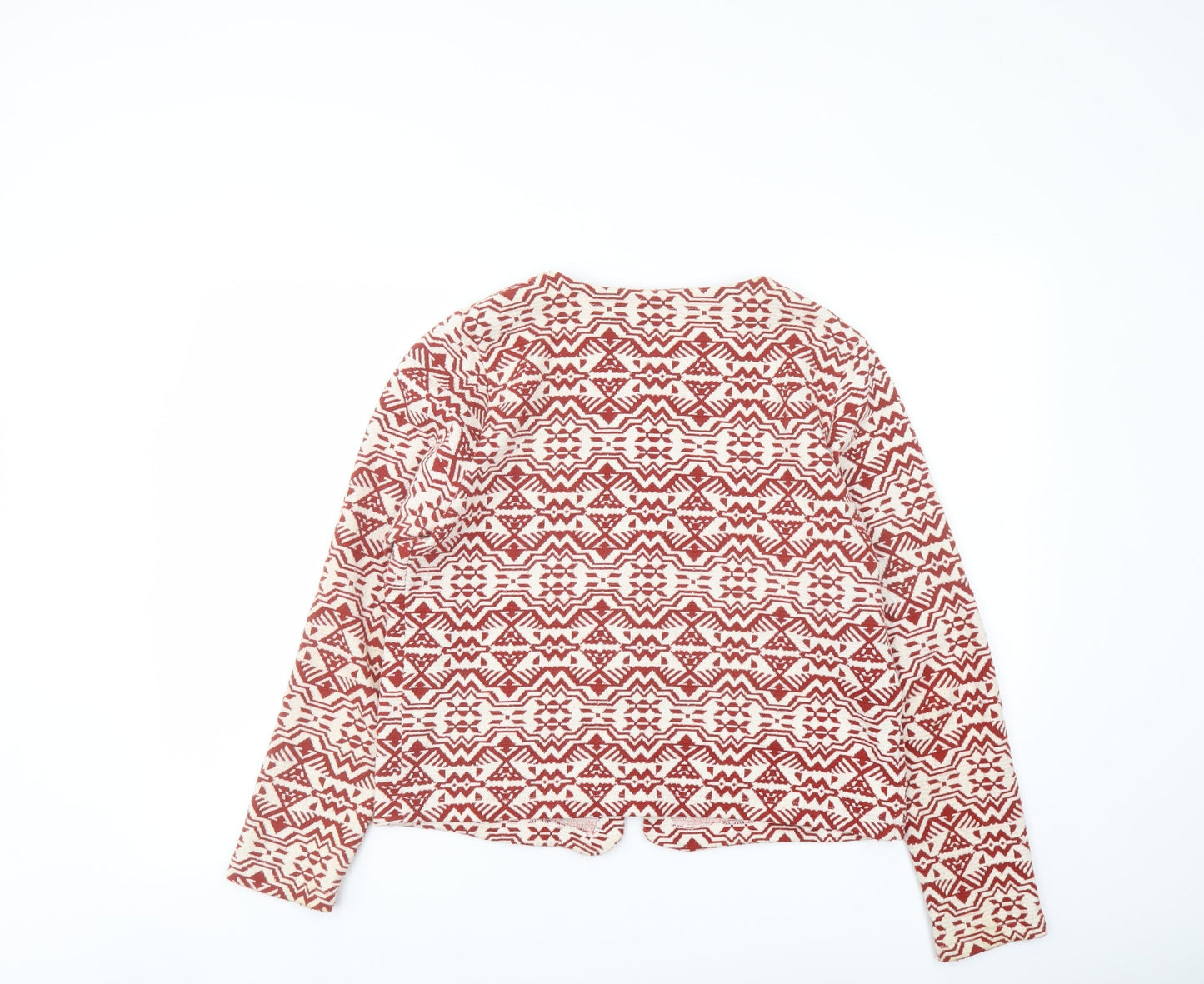 Encuentro Womens Red Geometric Jacket Blazer Size M