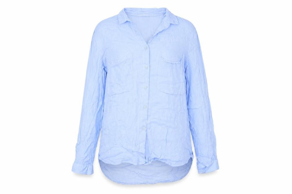 Mango Womens Blue Viscose Basic Button-Up Size S Collared