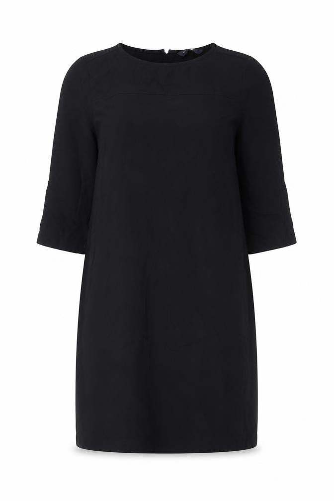 Marks and Spencer Womens Black Viscose A-Line Size 10 Round Neck Button