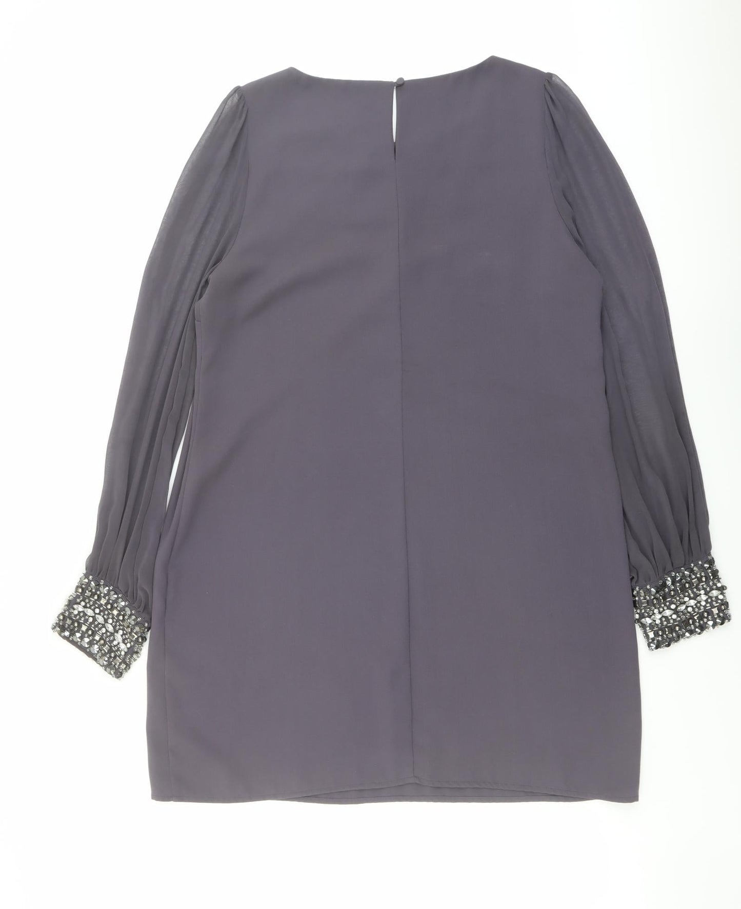 Warehouse Womens Grey Polyester A-Line Size 16 Round Neck Button