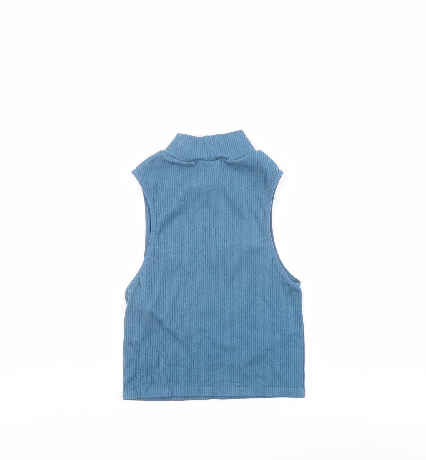 Zara Womens Blue Nylon Basic Tank Size XS Mock Neck