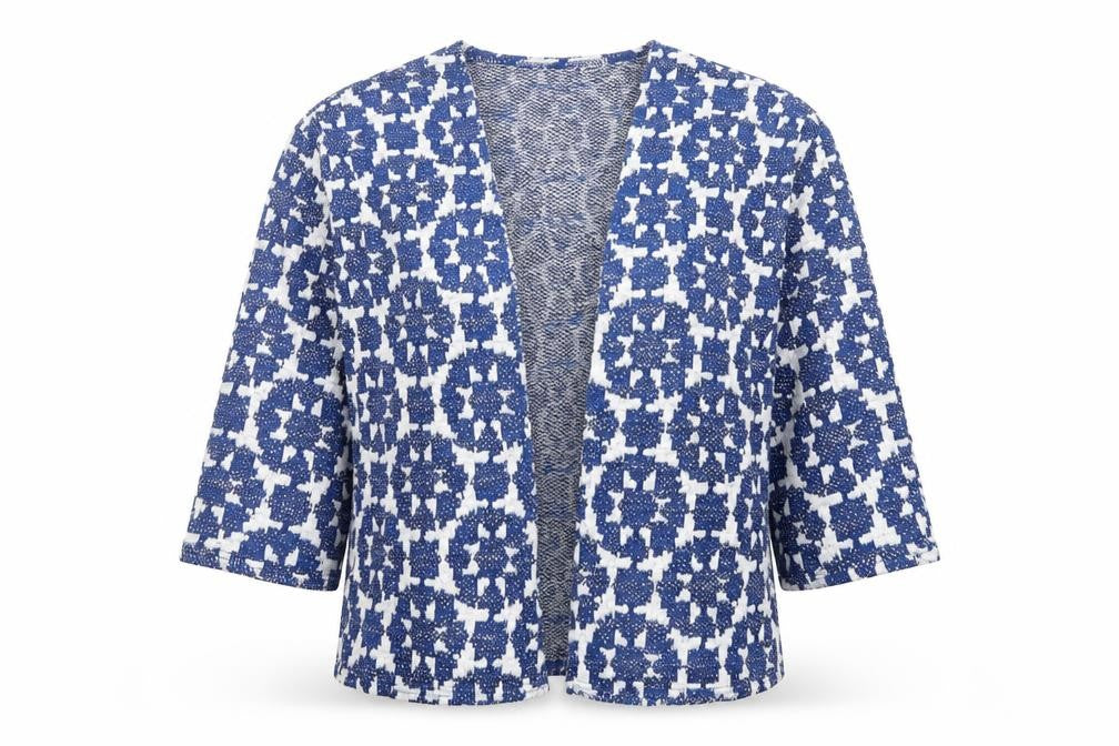 H&M Womens Blue Geometric Jacket Coatigan Size XS