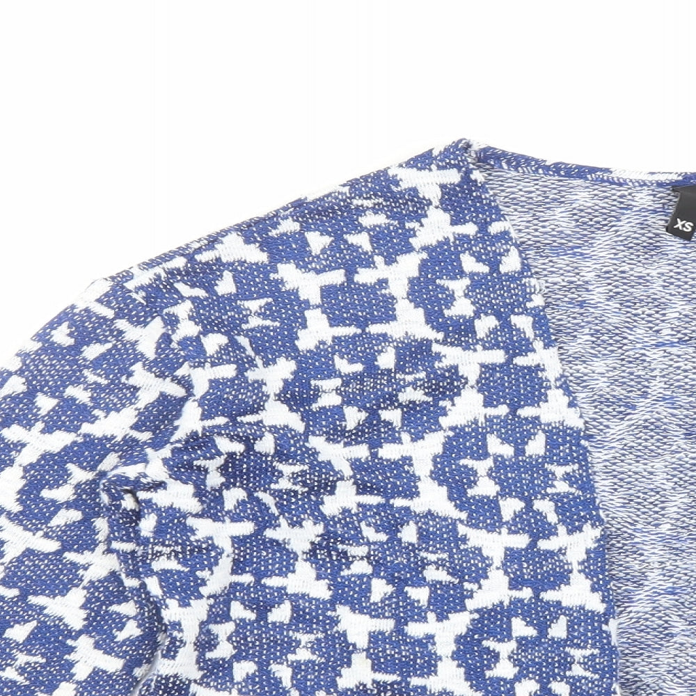H&M Womens Blue Geometric Jacket Coatigan Size XS