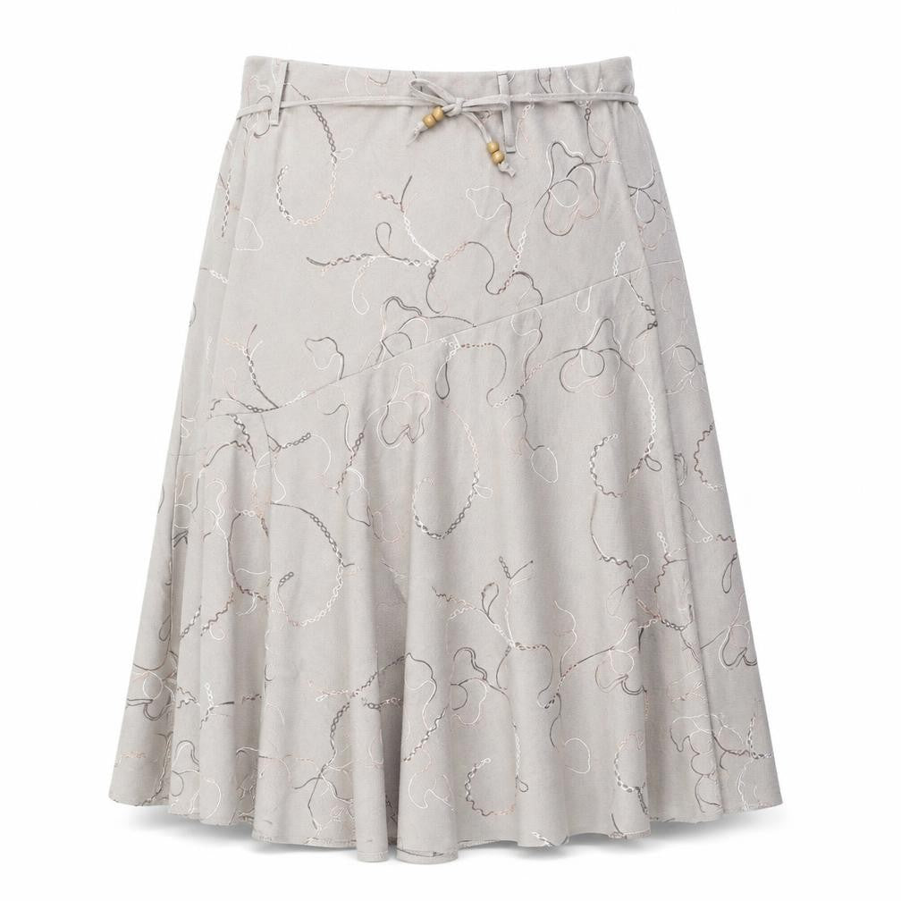 Saloos Womens Beige Geometric Polyester Swing Skirt Size 34 in Drawstring