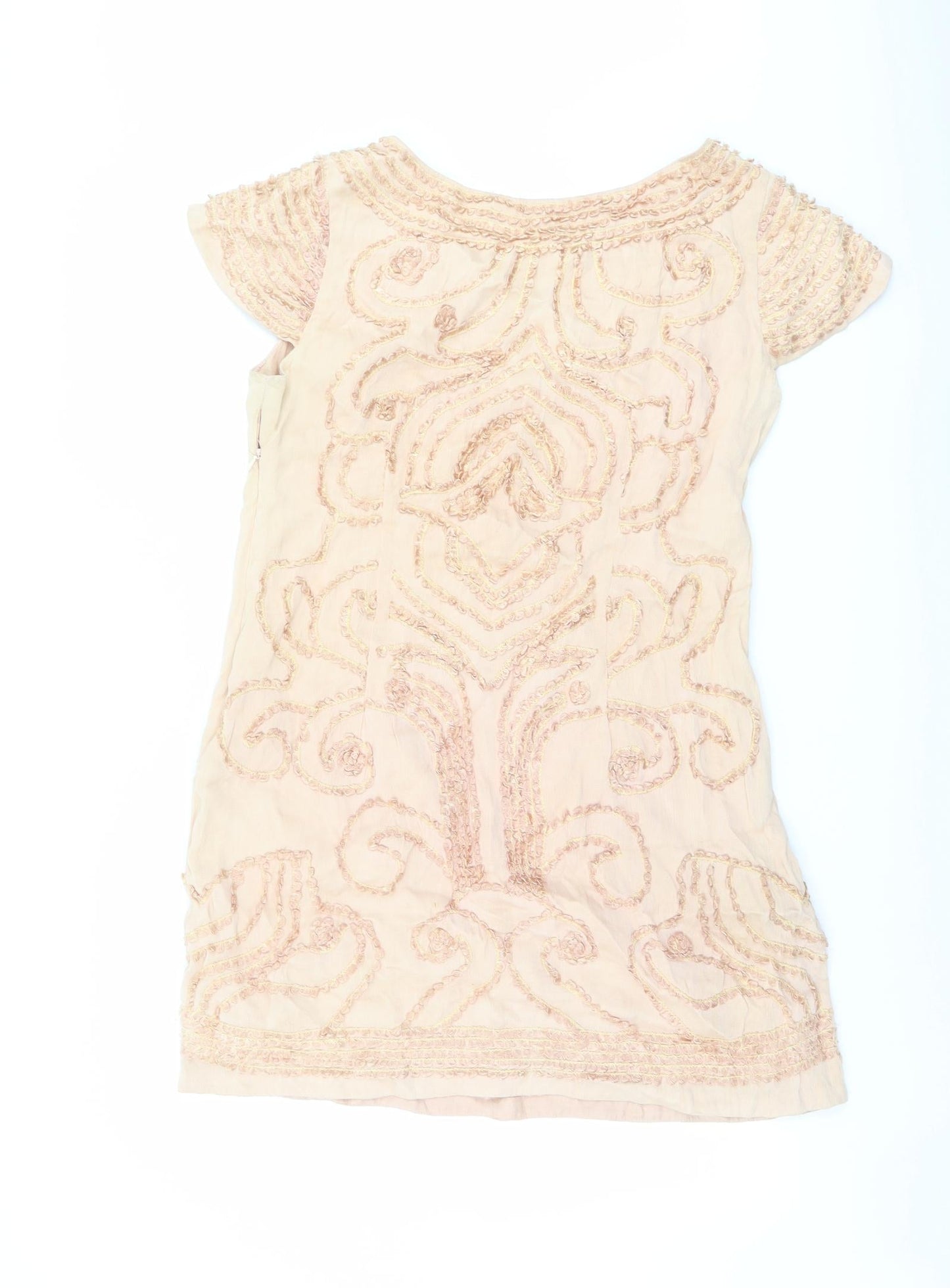 Blank Womens Pink Silk A-Line Size M Round Neck Zip