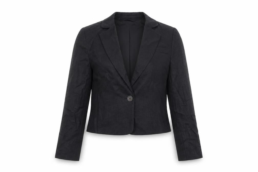 Marks and Spencer Womens Black Linen Jacket Blazer Size 8