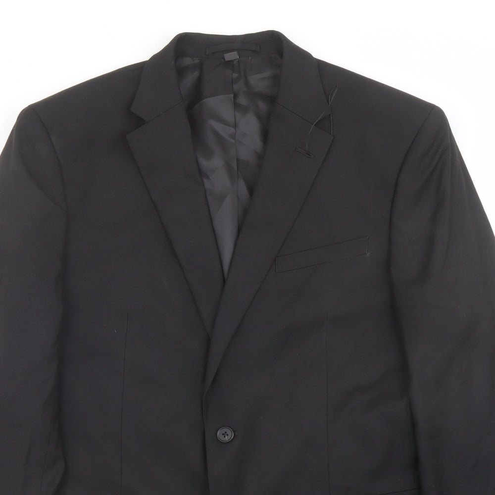 Marks and Spencer Mens Black Polyester Jacket Suit Jacket Size 42 Regular