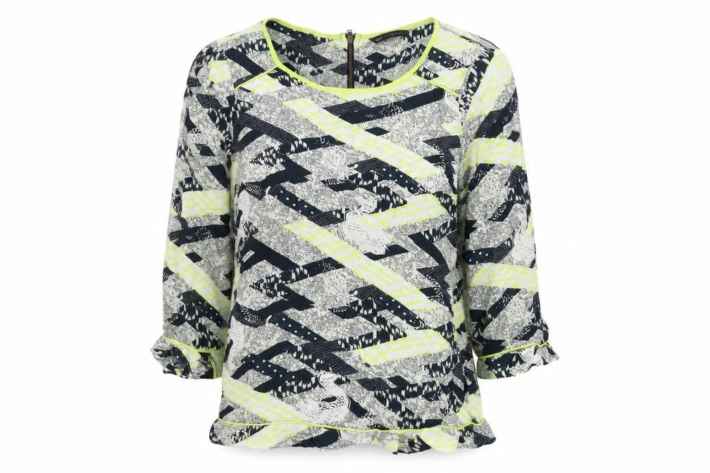 Marks and Spencer Womens Multicoloured Geometric Viscose Basic Blouse Size 10 Round Neck