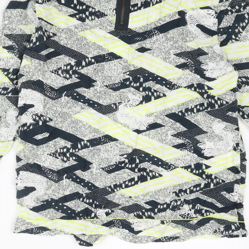 Marks and Spencer Womens Multicoloured Geometric Viscose Basic Blouse Size 10 Round Neck