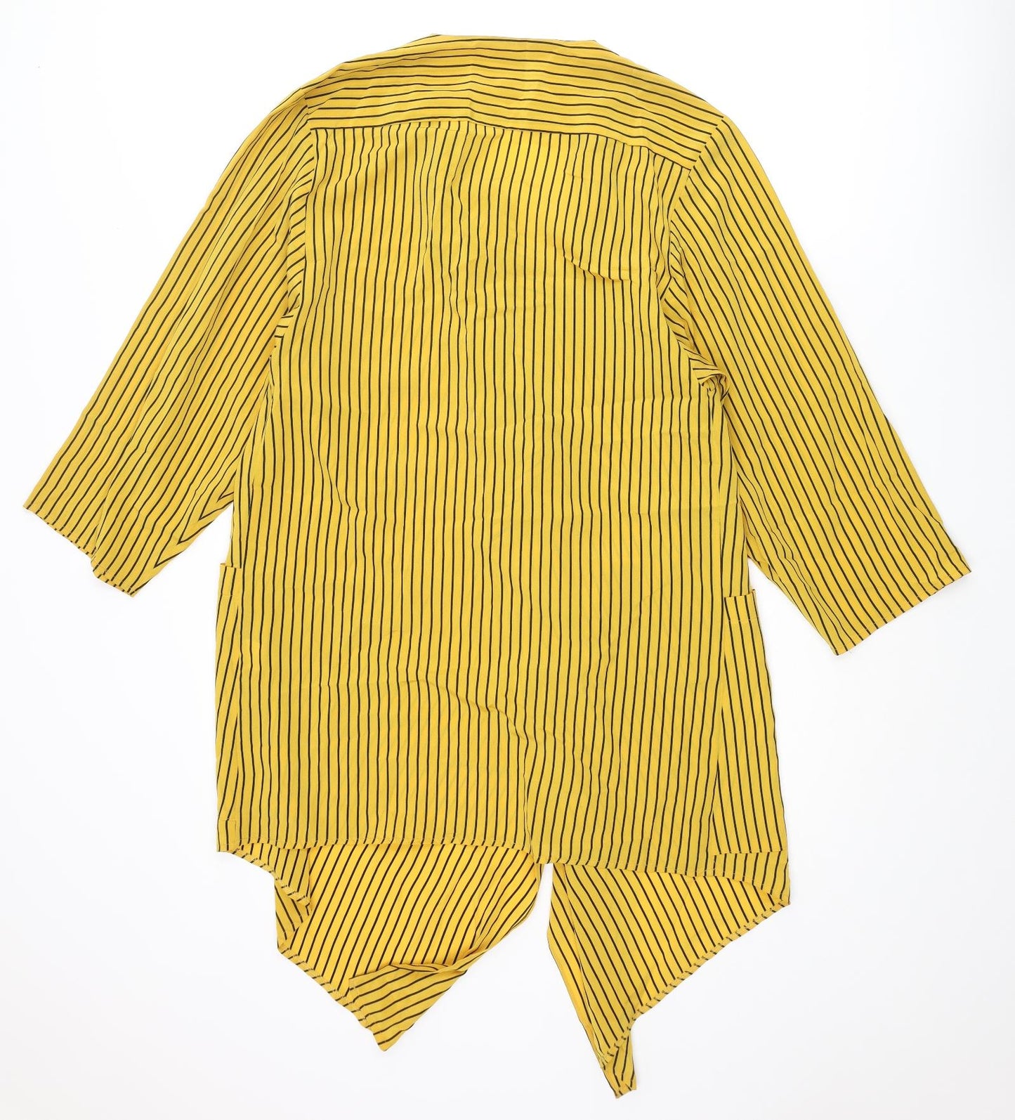 Wallis Womens Yellow Striped Polyester Kimono Blouse Size 10 V-Neck