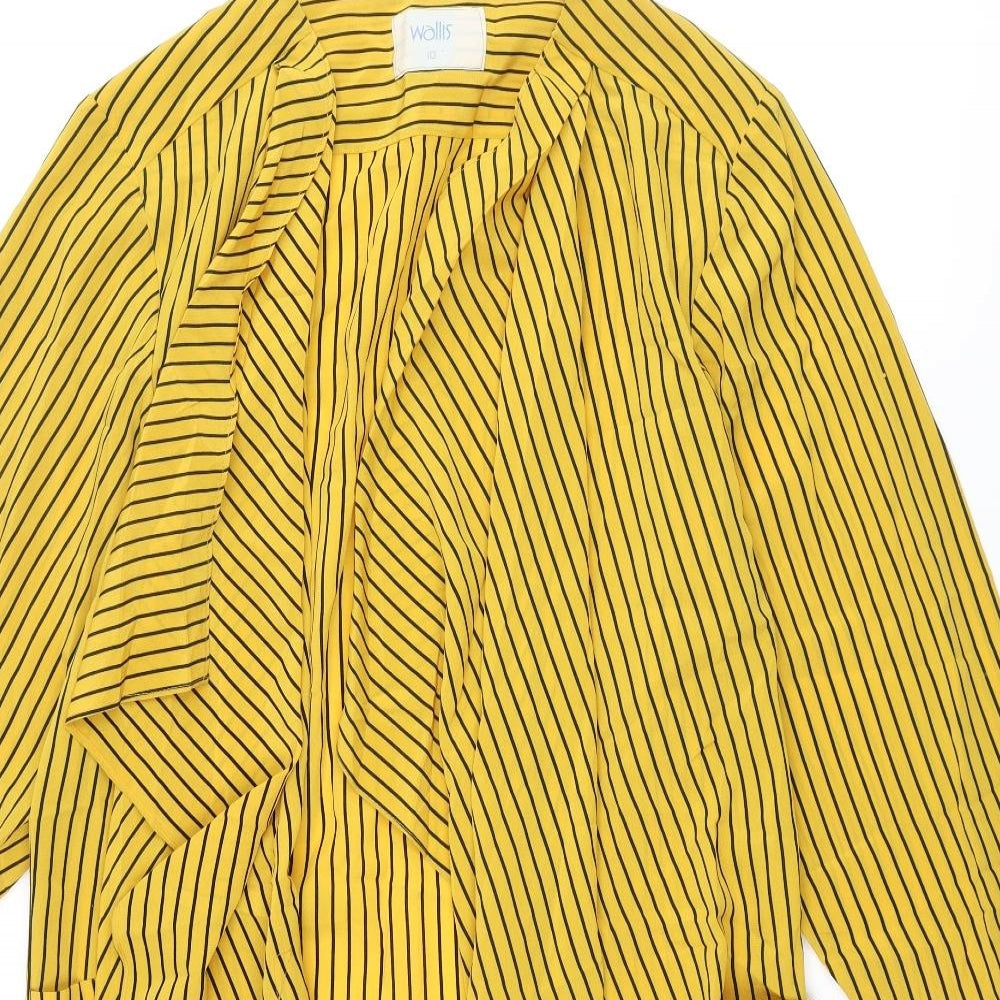 Wallis Womens Yellow Striped Polyester Kimono Blouse Size 10 V-Neck