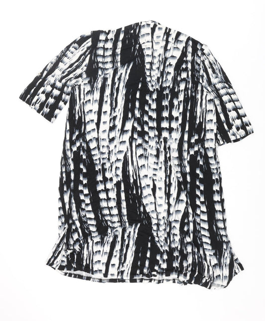 179 Mason Womens Black Geometric Viscose Tunic Blouse Size S V-Neck