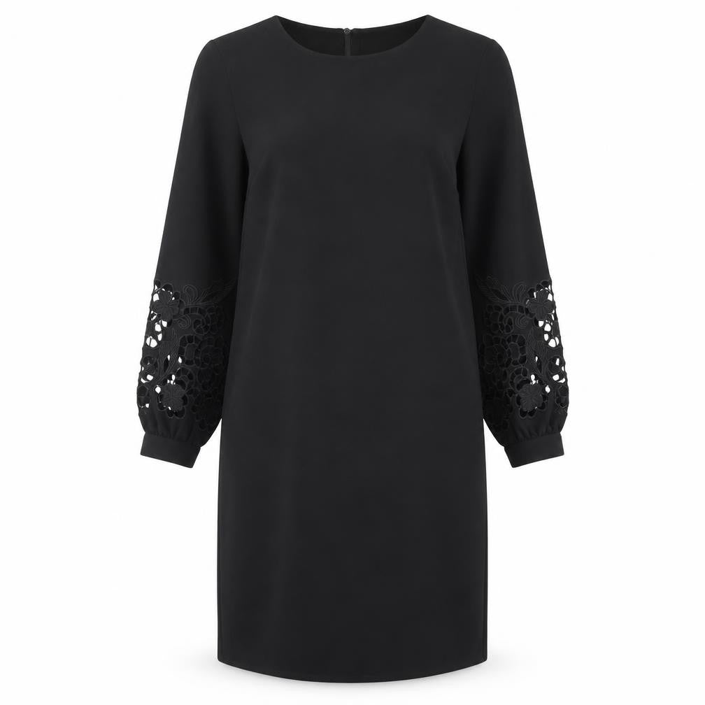 H&M Womens Black Polyester Shift Size 8 Round Neck Button