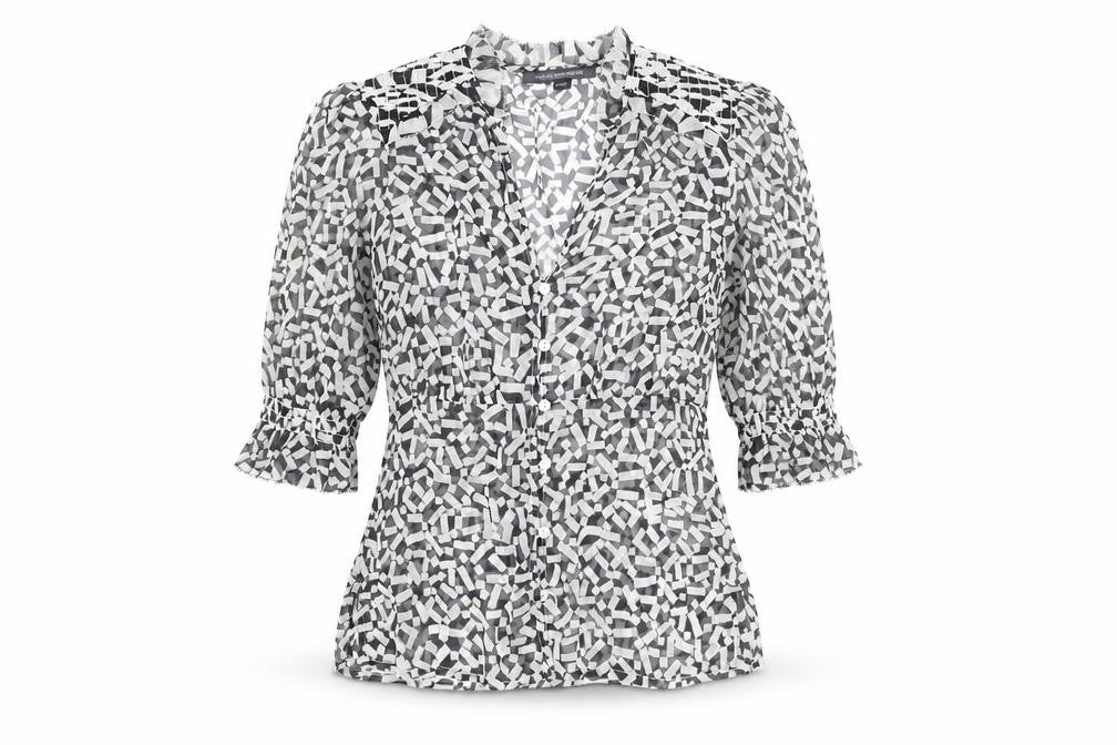 Womens UK Size 6 French Connection Black Polyester Button-Up