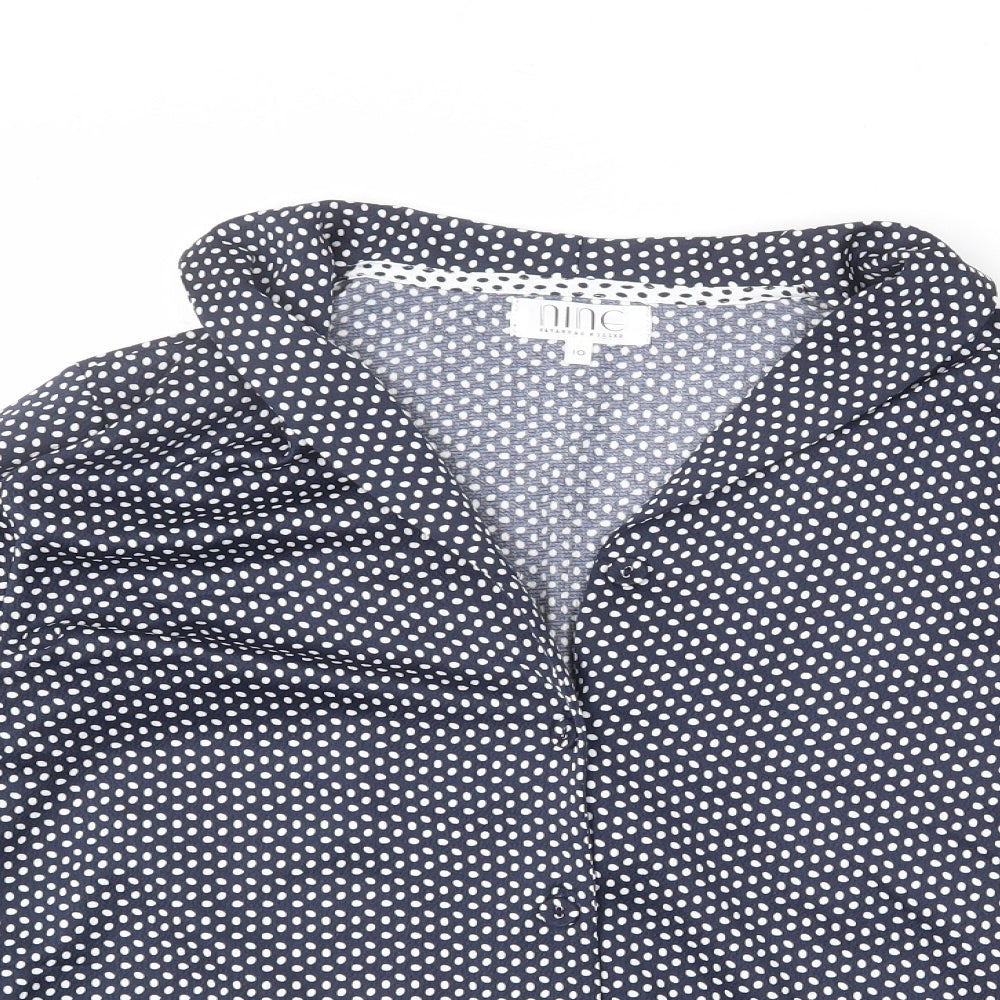 Nine Womens Blue Polyester Basic Button-Up Size 10 Collared