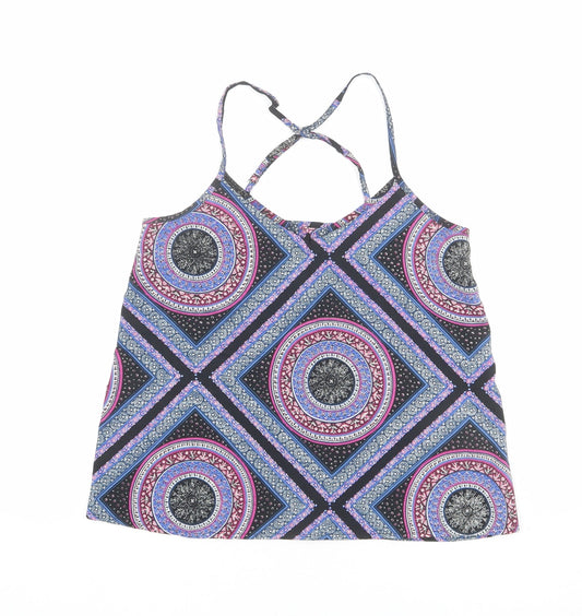 Hollister Womens Multicoloured Geometric Polyester Camisole Blouse Size S Scoop Neck